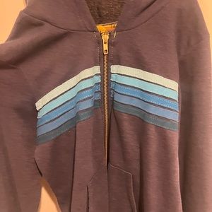 Blue striped Avaitor Nation zip up // kids size 14